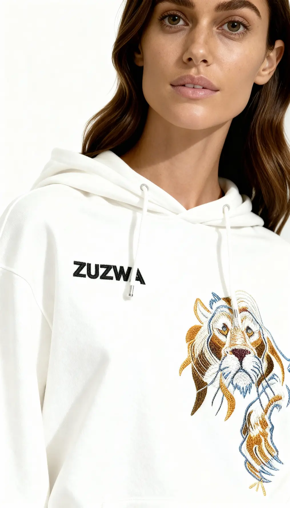 ZUZWA lion embroidered oversized hoodie sweatshirt from our Dawn Creations Collection