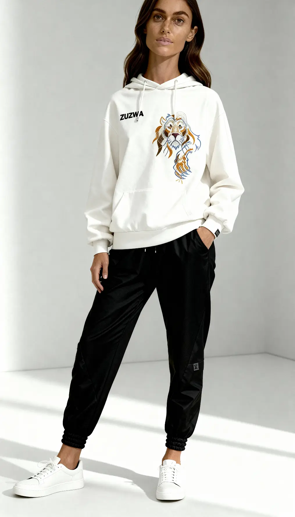 ZUZWA lion embroidered oversized hoodie sweatshirt from our Dawn Creations Collection